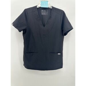 FIGS Technical Collection Black Scrub Top Women's Medium Short Sleeve Pocket